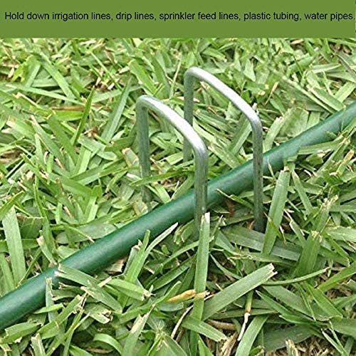 AAGUT Garden Stakes Pins, Landscape Staples 200 Pack 6 Inch 11-Gauge Galvanized Lawn Stake for Dog Fence, Weed Barrier Fabric, Ground Cover, Irrigation Tubing Soaker Hose, Chicken Wire